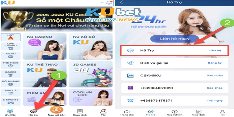 Hỗ trợ khách hàng Kubet